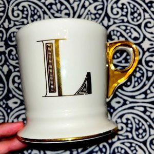 Anthropologie Gold Monogram Initial Mug L